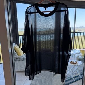 Eileen Fisher size medium Sheer Black Oversized Tunic Top